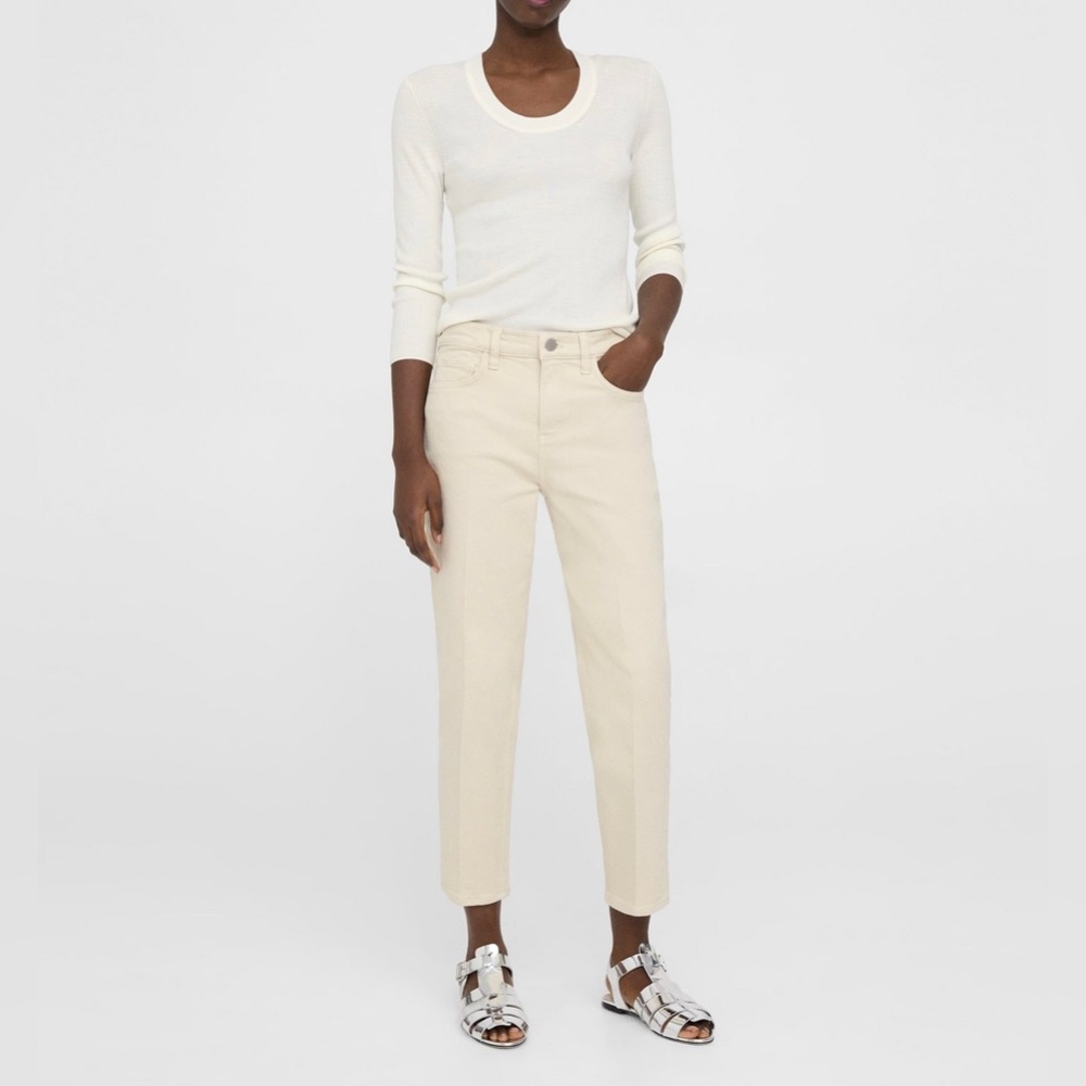 Theory Treeca Ecru Slim Fit Mid Rise Women’s Jeans Size 24 NWT